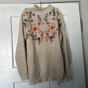 Embroidered cream sweater